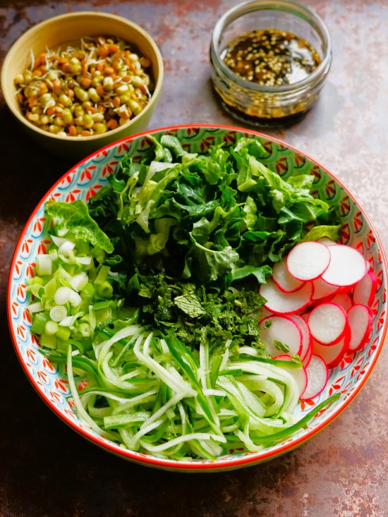 ingredients for Vegetable and Bean Sprout Salad