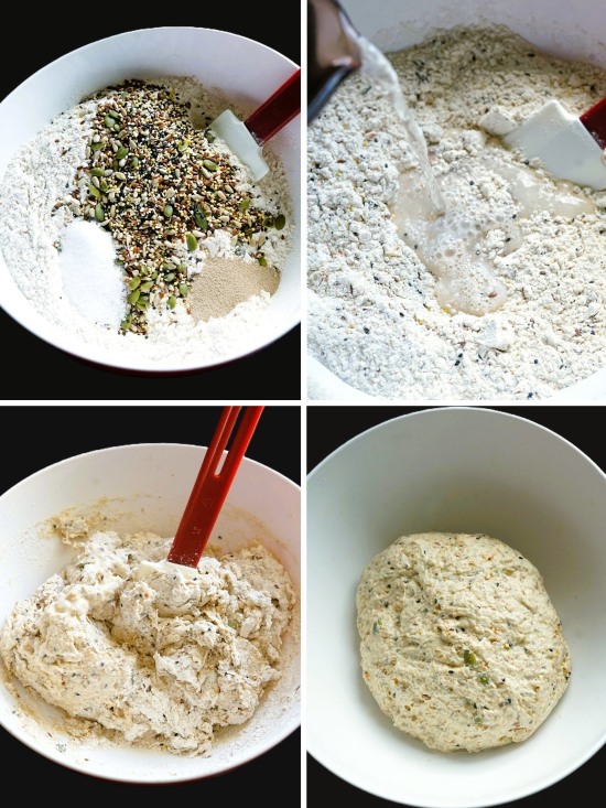 making the dough for Seeded Rustic Bread Rolls 