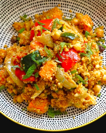 Spiced Couscous Salad with Roasted Vegetables and Chickpeas