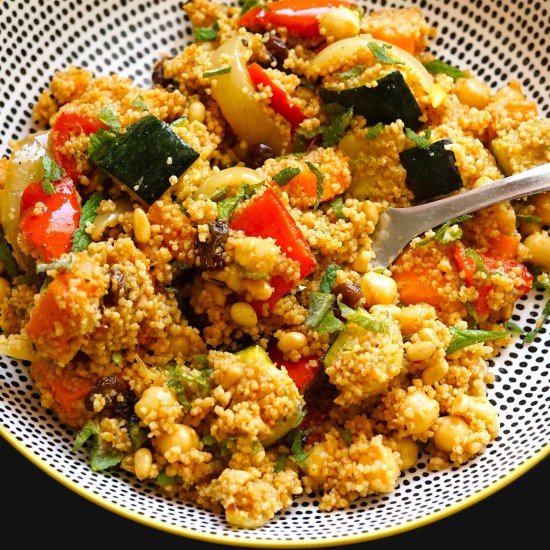 Spiced Couscous Salad with Roasted Vegetables and Chickpeas