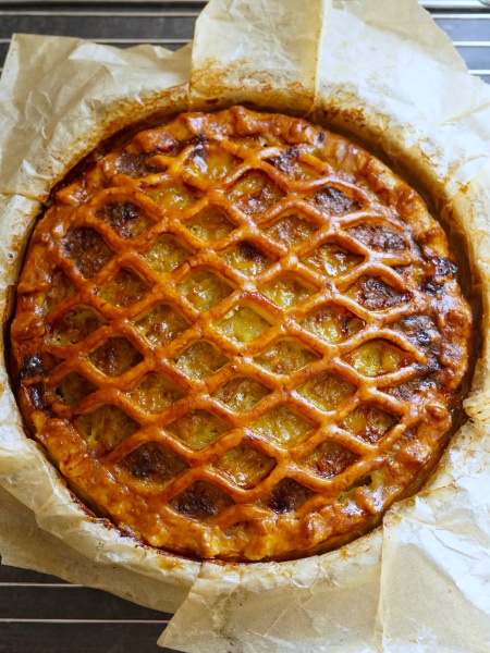 cooling Sausage & Onion Lattice Pie