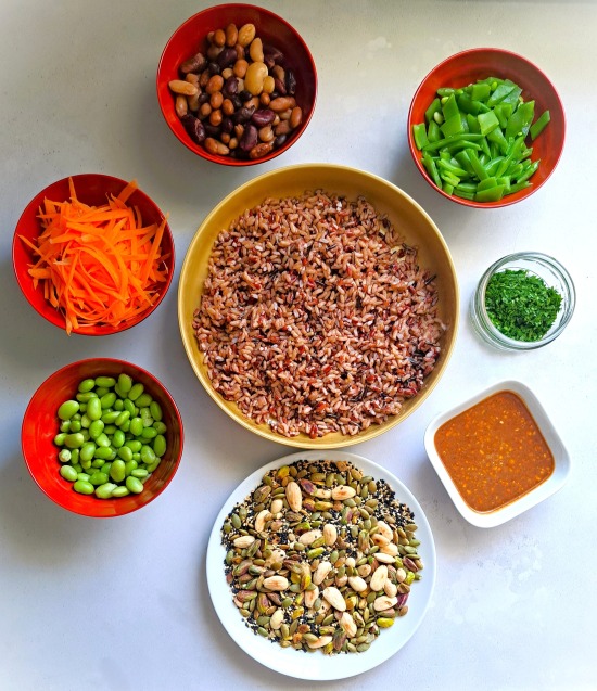 ingredients for Nutty Wholefood Grain Salad