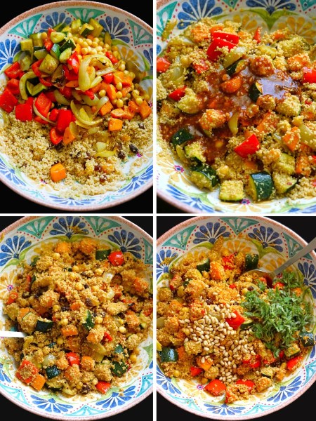 making Spiced Couscous Salad with Roasted Vegetables