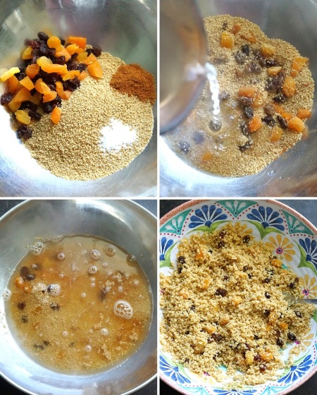making couscous for Spiced Couscous Salad with Roasted Vegetables
