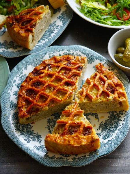 Sausage & Onion Lattice Pie