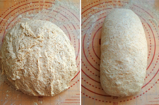 shaping the dough for Light Spelt, Wholemeal & Rye Loaf