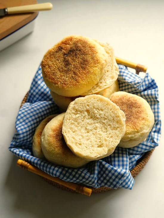 basket of homemade English Muffins