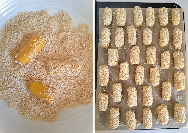coating Sicilian Sesame Biscuits