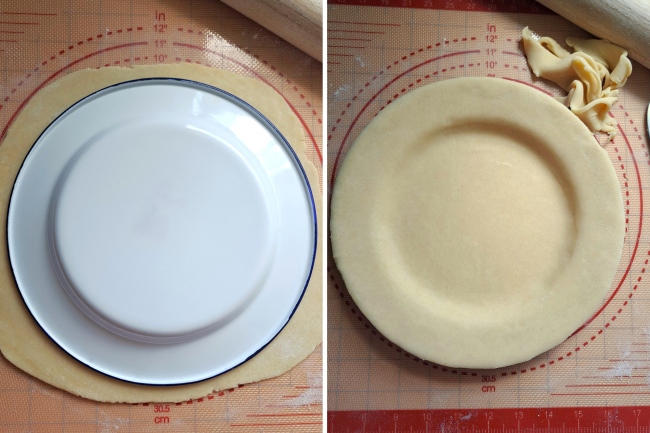 lining baking plate with shortcrust pastry for Egg & Bacon Pie lining baking plate with shortcrust pastry for Egg & Bacon Pie