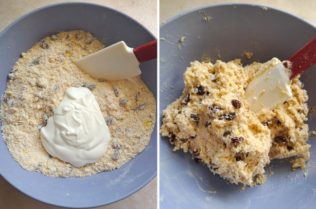 making dough for Raisin Lemon Oatmeal Scones