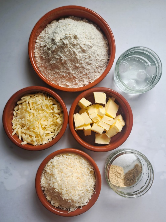 ingredients for homemade cheese sandwich crackers