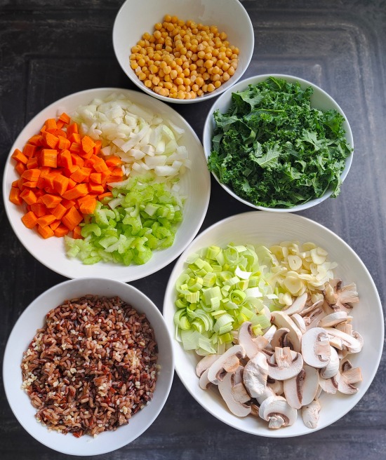 selected ingredients for Vegetable & Wholegrains Soup selected ingredients for Vegetable & Wholegrains Soup