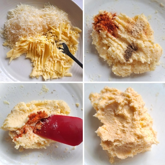making the filling for Cheese Sandwich Crackers