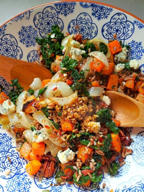 Warm Grain Salad with Roasted Veg, Bacon & Cheese Warm Grain Salad with Roasted Veg, Bacon & Cheese