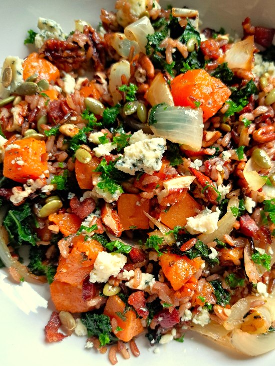 Warm Grain Salad with Roasted Veg, Bacon & Cheese Warm Grain Salad with Roasted Veg, Bacon & Cheese