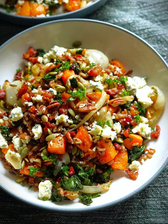 Warm Grain Salad with Roasted Veg, Bacon & Cheese Warm Grain Salad with Roasted Veg, Bacon & Cheese
