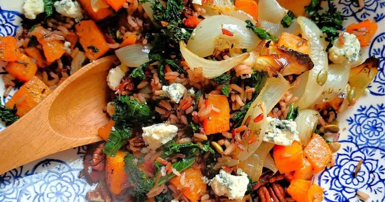 Warm Grain Salad with Roasted Veg, Bacon & Cheese