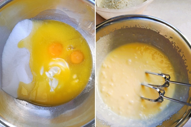 making the batter for Sultana, Chocolate & Orange Muffins making the batter for Sultana, Chocolate & Orange Muffins
